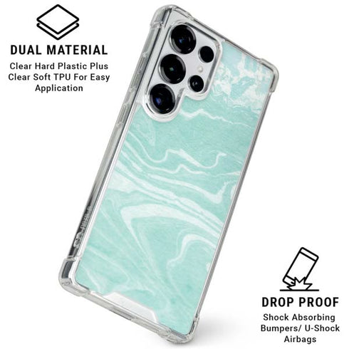Mint Marbling Galaxy S25 Ultra Clear Case