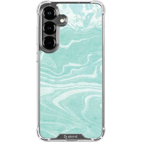 Mint Marbling Galaxy S26 Plus Clear Case