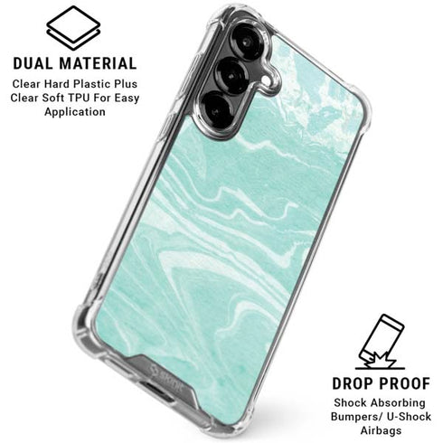 Mint Marbling Galaxy S26 Plus Clear Case