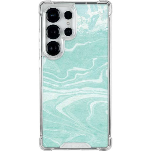 Mint Marbling Galaxy S26 Ultra Clear Case