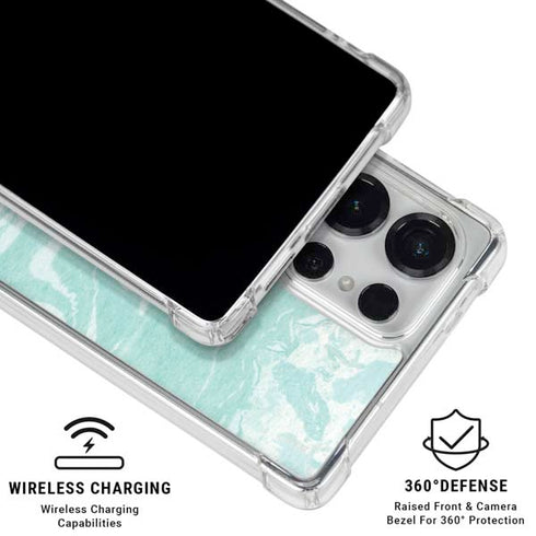 Mint Marbling Galaxy S26 Ultra Clear Case