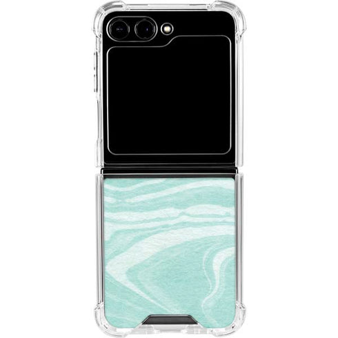 Mint Marbling Galaxy Z Flip6 Clear Case