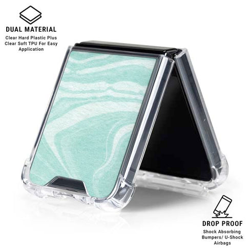Mint Marbling Galaxy Z Flip6 Clear Case