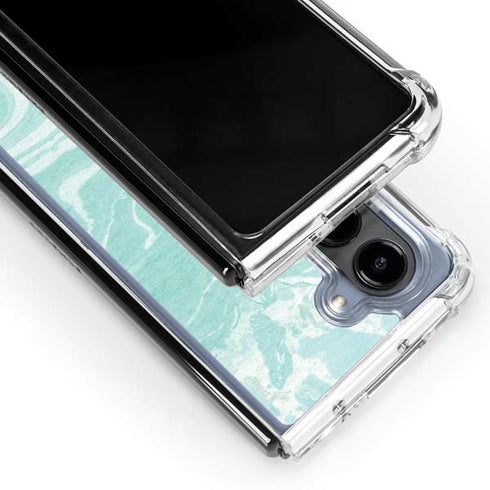 Mint Marbling Galaxy Z Fold5 5G Clear Case