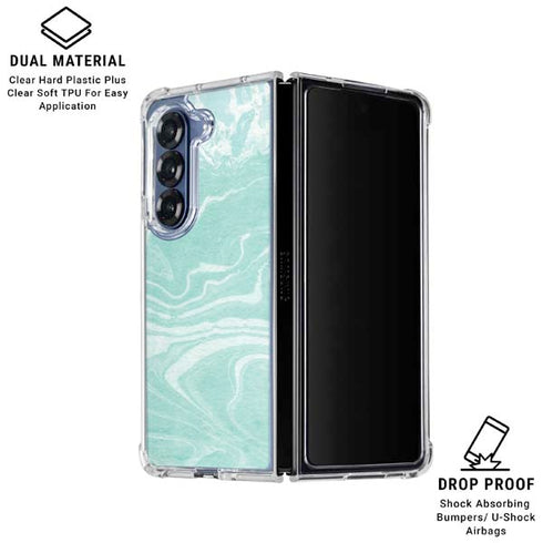 Mint Marbling Galaxy Z Fold6 Clear Case