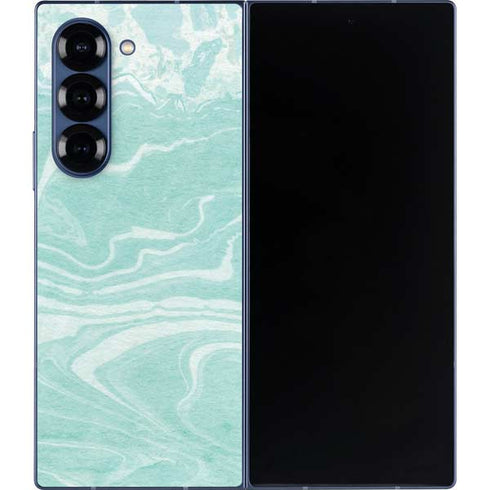 Mint Marbling Galaxy Z Fold6 Skin