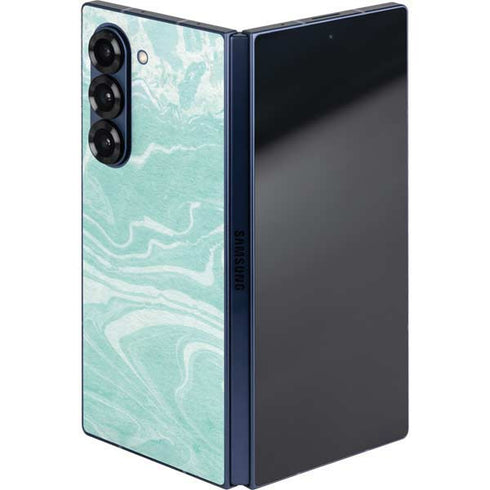 Mint Marbling Galaxy Z Fold6 Skin