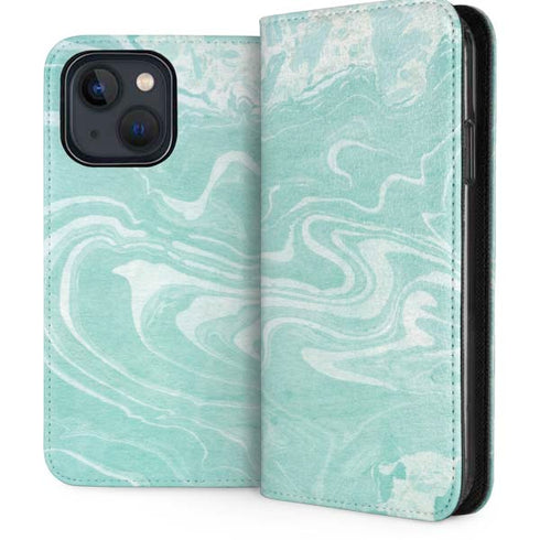 Mint Marbling iPhone 13 Folio Case