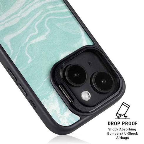 Mint Marbling iPhone 14 Plus Kickstand Case