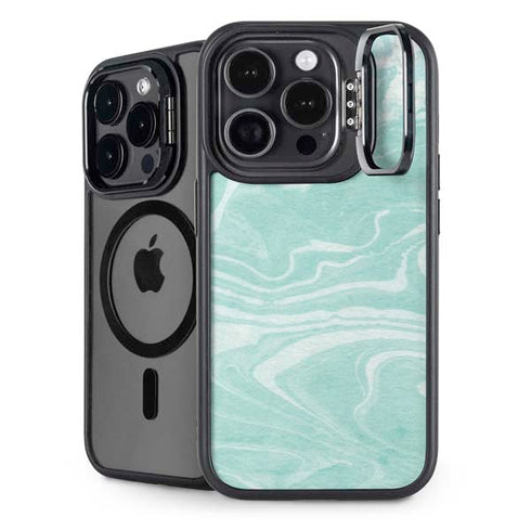 Mint Marbling iPhone 14 Pro Max Kickstand Case