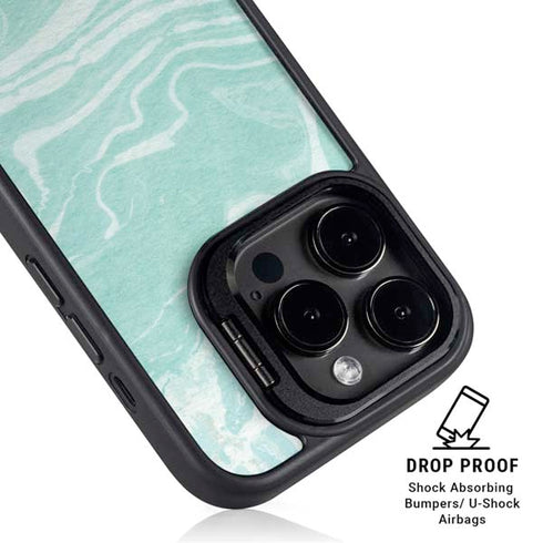 Mint Marbling iPhone 14 Pro Max Kickstand Case