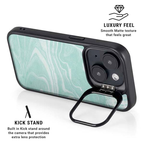 Mint Marbling iPhone 15 Kickstand Case
