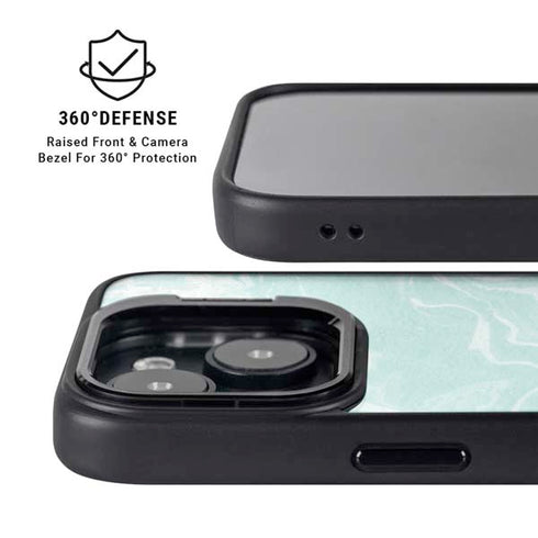 Mint Marbling iPhone 15 Kickstand Case