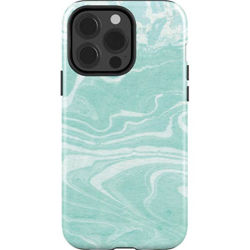 Mint Marbling iPhone 15 Pro Impact Case
