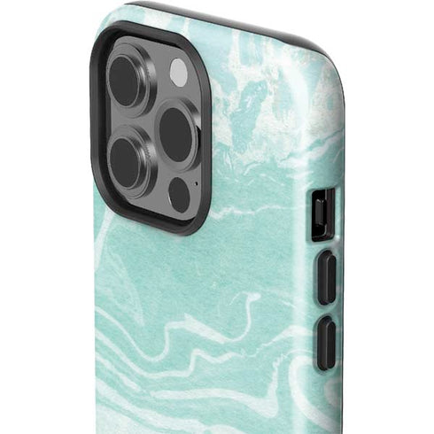 Mint Marbling iPhone 15 Pro Impact Case