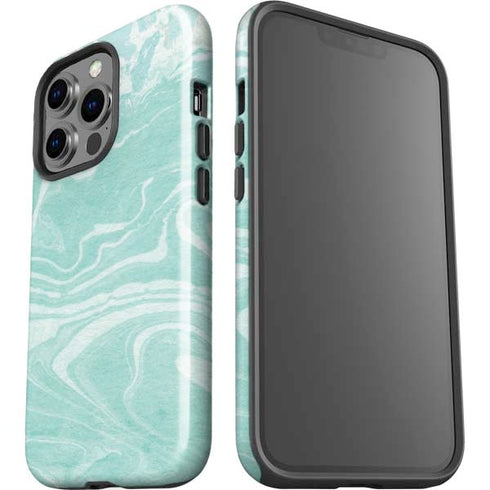 Mint Marbling iPhone 15 Pro Impact Case