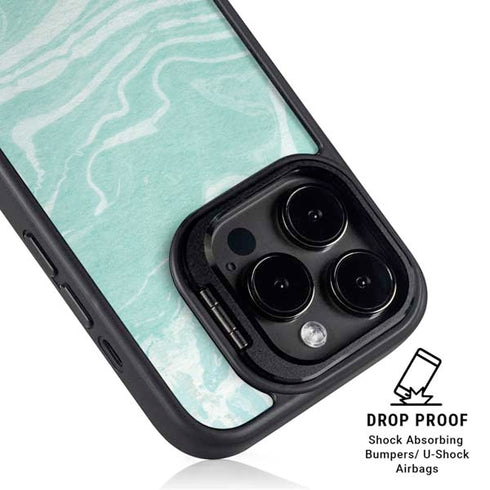 Mint Marbling iPhone 15 Pro Max Kickstand Case