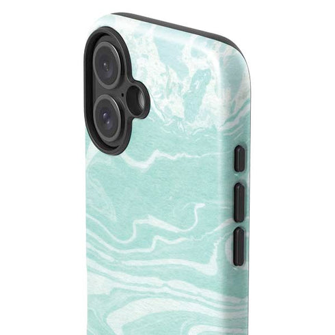 Mint Marbling iPhone 16 Impact Case