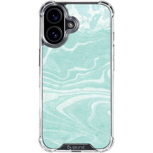 Mint Marbling iPhone 16 Plus Clear Case