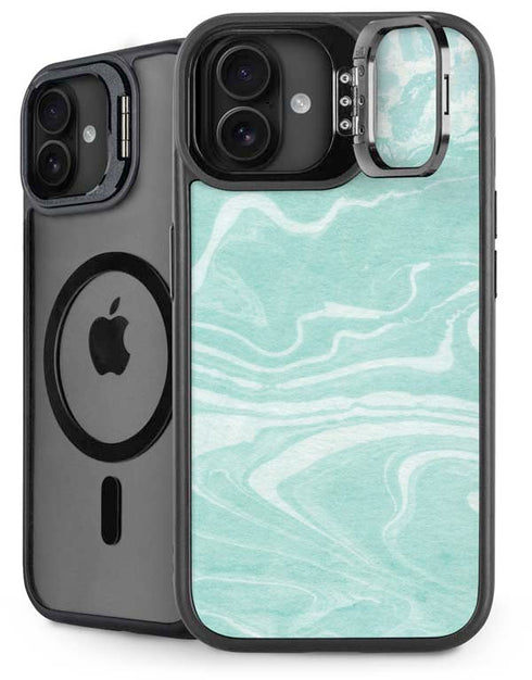 Mint Marbling iPhone 16 Plus Kickstand Case