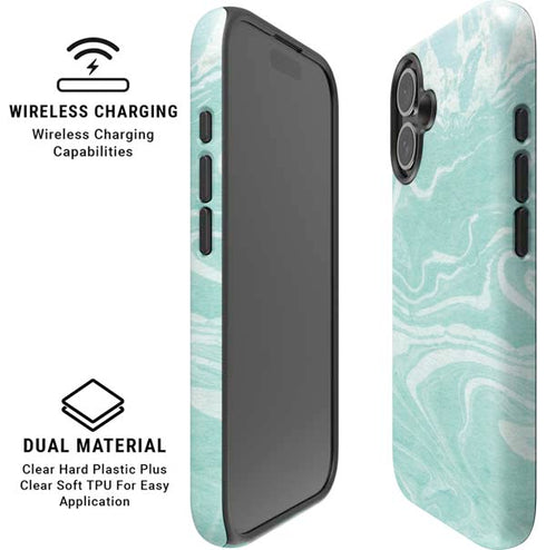 Mint Marbling iPhone 16 Plus Magsafe Impact Case
