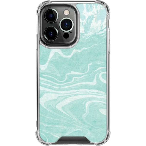Mint Marbling iPhone 16 Pro Clear Case