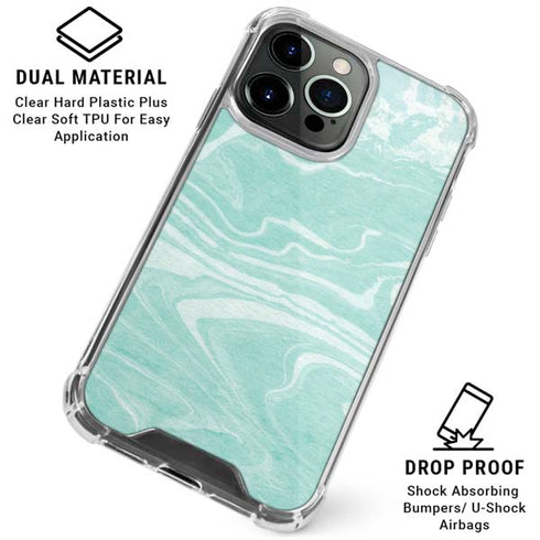 Mint Marbling iPhone 16 Pro Clear Case