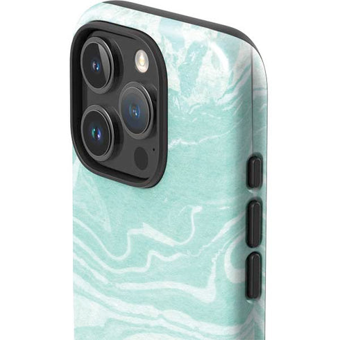 Mint Marbling iPhone 16 Pro Impact Case