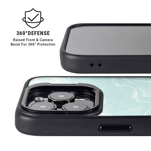 Mint Marbling iPhone 16 Pro Kickstand Case