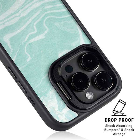 Mint Marbling iPhone 16 Pro Kickstand Case