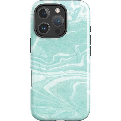 Mint Marbling iPhone 16 Pro Magsafe Impact Case
