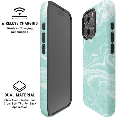 Mint Marbling iPhone 16 Pro Magsafe Impact Case