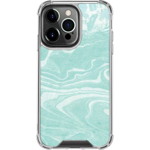 Mint Marbling iPhone 16 Pro Max Clear Case