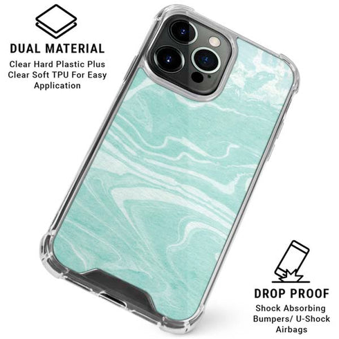Mint Marbling iPhone 16 Pro Max Clear Case