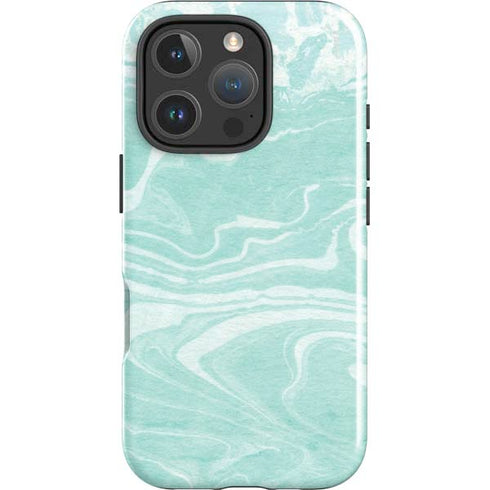 Mint Marbling iPhone 16 Pro Max Impact Case