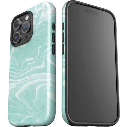 Mint Marbling iPhone 16 Pro Max Impact Case