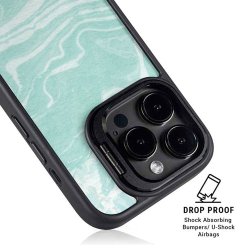Mint Marbling iPhone 16 Pro Max Kickstand Case