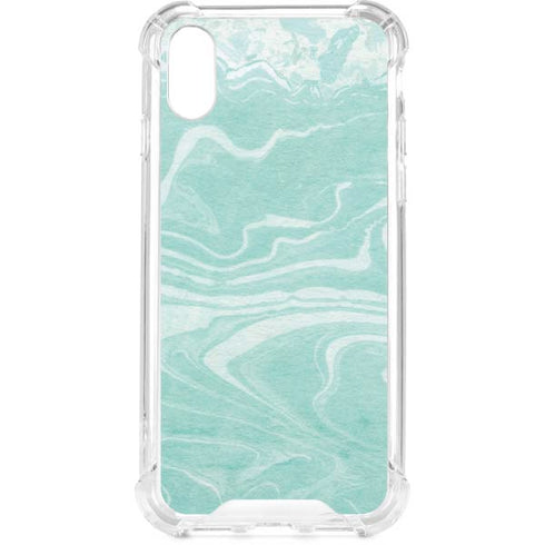 Mint Marbling iPhone XS Clear Case