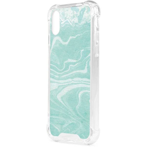 Mint Marbling iPhone XS Clear Case