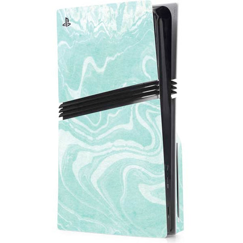 Mint Marbling PS5 Pro Disk Console Skin