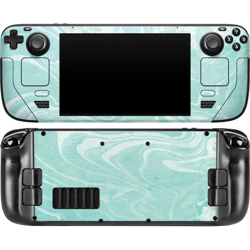 Mint Marbling Steam Deck Handheld Gaming Computer OLED Skin