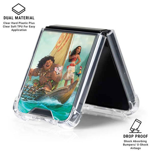 Disney Princess Moana and Maui Set Sail Galaxy Z Flip6 Clear Case