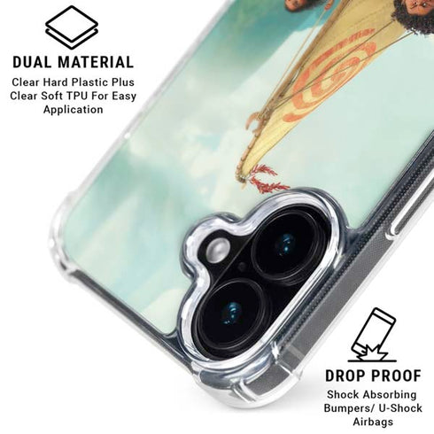 Disney Princess Moana and Maui Set Sail iPhone 16 Clear Case