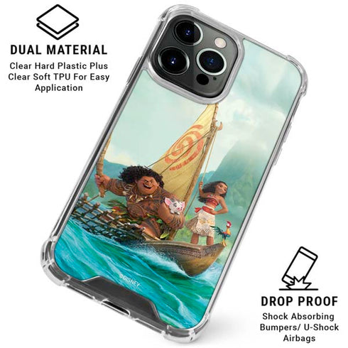 Disney Princess Moana and Maui Set Sail iPhone 16 Pro Max Clear Case