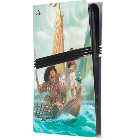 Disney Princess Moana and Maui Set Sail PS5 Pro Console Skin