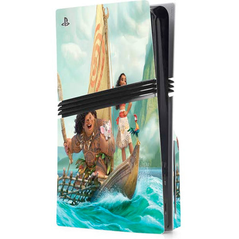 Disney Princess Moana and Maui Set Sail PS5 Pro Disk Console Skin