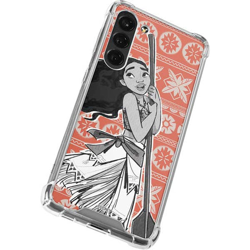 Disney Princess Moana Character Tropical Print Art Galaxy S24 FE Clear Case