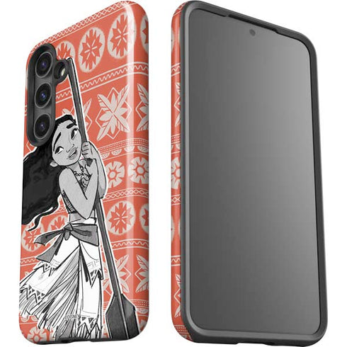 Disney Princess Moana Character Tropical Print Art Galaxy S25 Impact Case