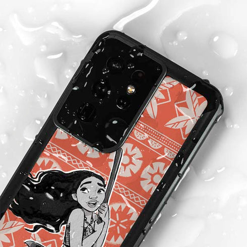 Disney Moana Character Tropical Print Art Galaxy S24 Ultra Waterproof Case