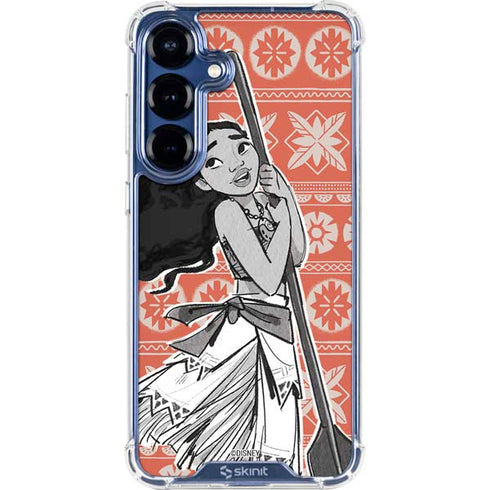 Disney Princess Moana Character Tropical Print Art Galaxy S25 Plus Clear Case